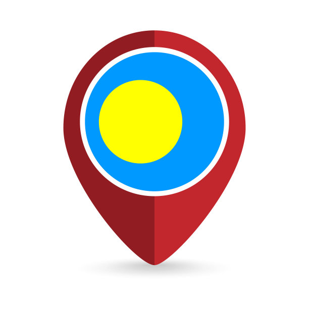 地图指针与国家帕劳。帕劳群岛国旗。矢量插图。图片下载