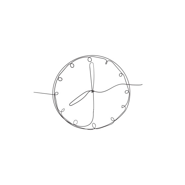 连续线图绘制时钟插图矢量隔离图片下载