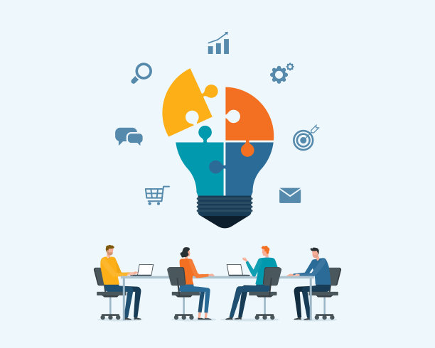 平面矢量集团业务团队会议工作的头脑风暴概念图片下载