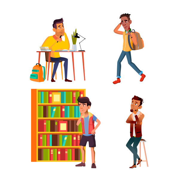 思考学生解决问题集向量图片下载