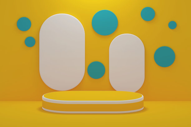 3D渲染，平台底座或平台在空白空间背景最小，3D产品模型，产品演示，3D渲染几何形状设计。图片下载