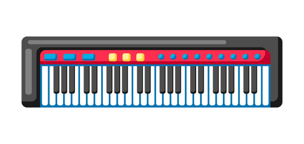 音乐电子合成器的插图。音乐派对创意形象。图片下载