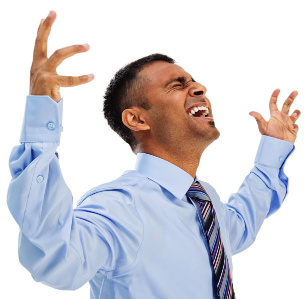 沮丧的商人高举双臂大喊大叫图片下载