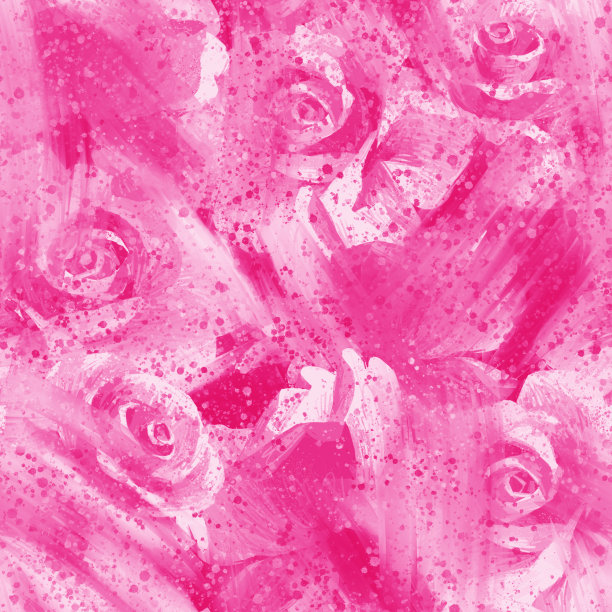 花卉无缝图案模糊玫瑰花蕾。春天的自然背景大花朵被污渍和油漆的飞溅，污垢纹理。高质量的重复插图。图片下载