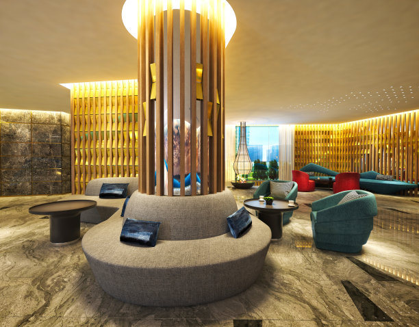 豪华酒店大堂入口3d渲染图片下载