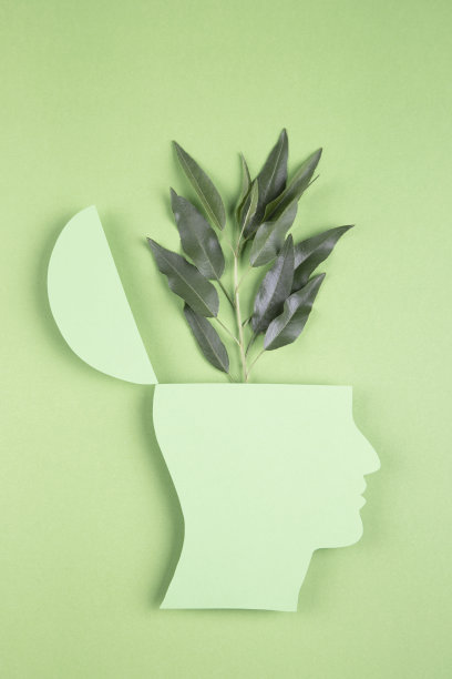 剪纸人头和绿叶图片下载