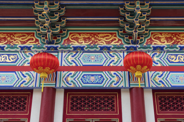 香港历史悠久的中式庙宇的正面图片下载