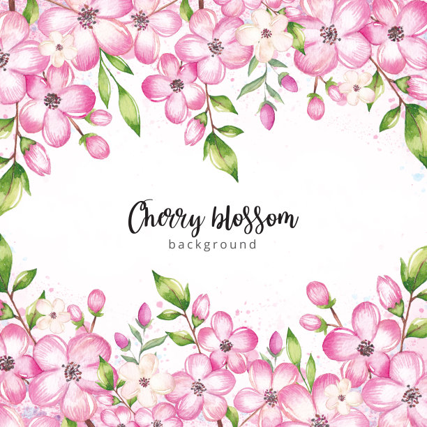 水彩樱花背景图片下载