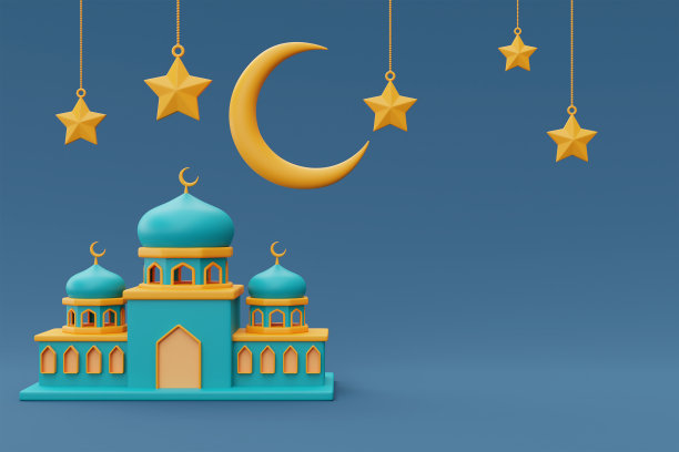 3D斋月节问候语伊斯兰节日图片下载