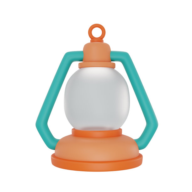 露营灯孤立在光背景，露营设备，夏令营概念，3d渲染。图片下载