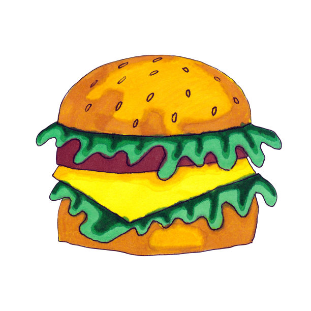 一个孤立在白色背景上的汉堡包的插图图片下载