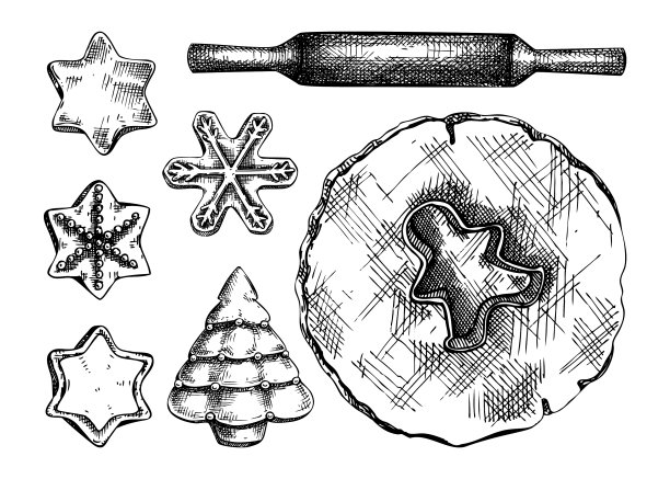 手绘圣诞饼干系列图片下载