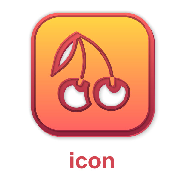 黄金赌场老虎机与樱桃符号图标图片下载