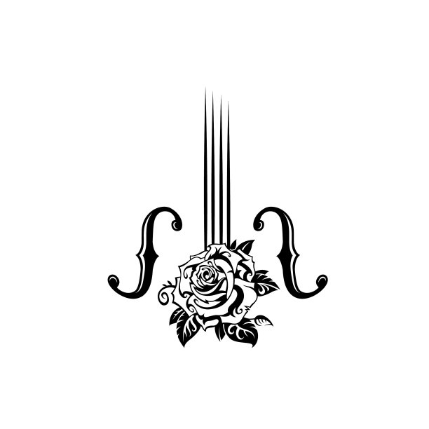 小提琴和玫瑰的象征图片下载