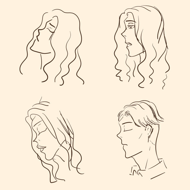 画脸部侧面的草图图片下载