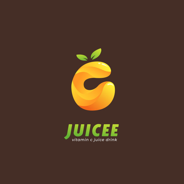 橙子柠檬维他命c果汁标志字母c图片下载