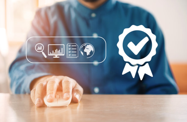 商人工作具有标志认证和标准化流程，iso认证业务，符合国际标准和质量保证理念。图片下载