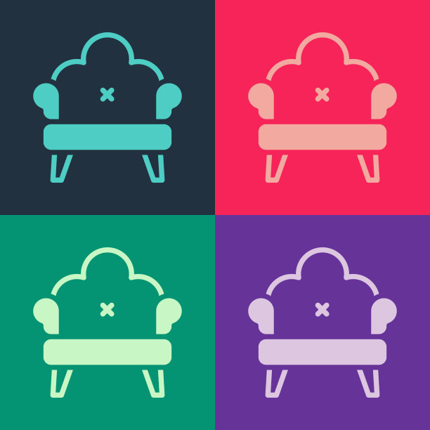 波普艺术沙发图标孤立的颜色背景图片下载