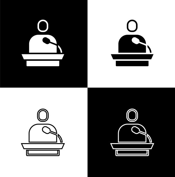 设置以黑色和白色分隔的讲课图标图片下载