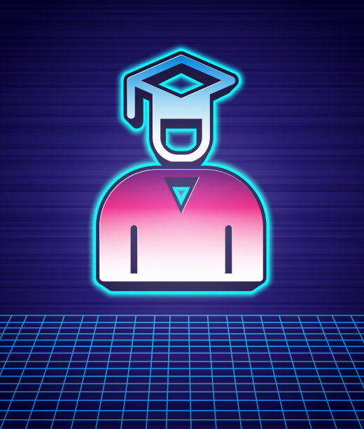 复古风格的毕业和毕业帽图标图片下载