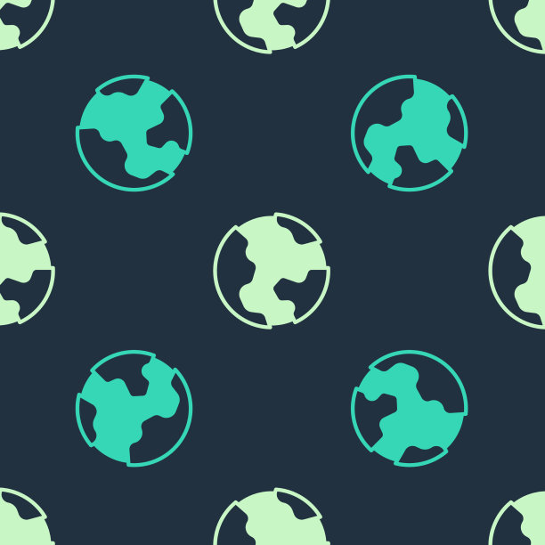 绿色和米色地球图标隔离无缝图片下载
