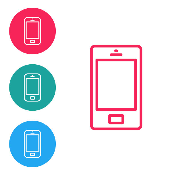 红线智能手机图标孤立上图片下载