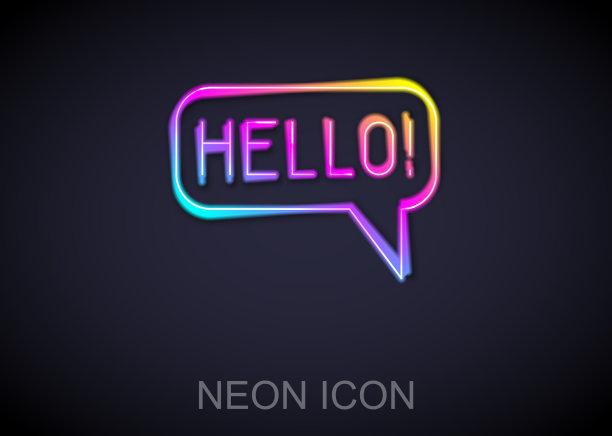 发光的霓虹灯用不同的语言说“你好”图片下载