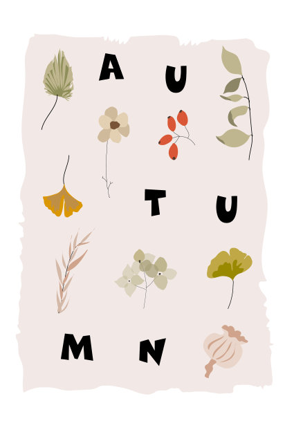 秋季明信片或贺卡模板图片下载