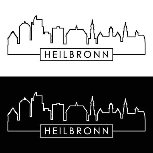 海尔布隆天际线。线性风格。可编辑的矢量文件。图片下载