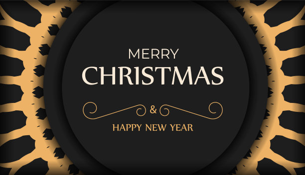 新年快乐问候传单模板在黑色图片下载