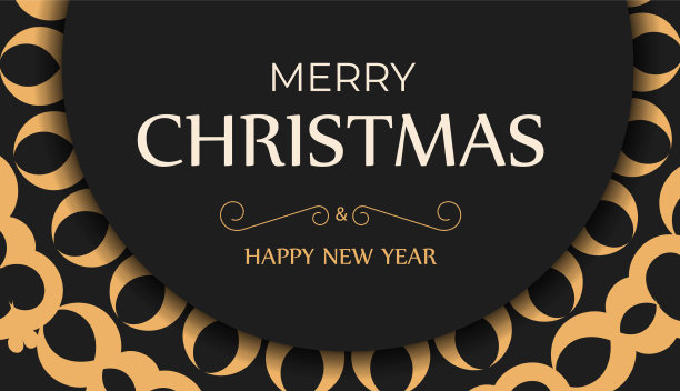 黑色新年传单与冬季橙色图片下载