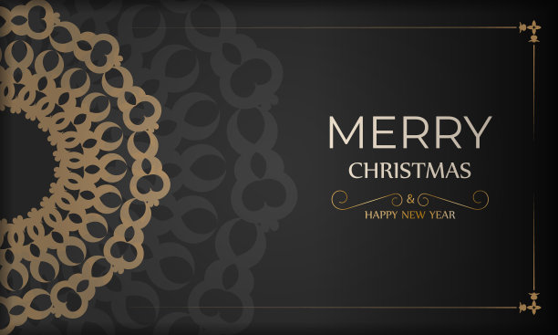 黑色的圣诞快乐贺卡与古董图片下载