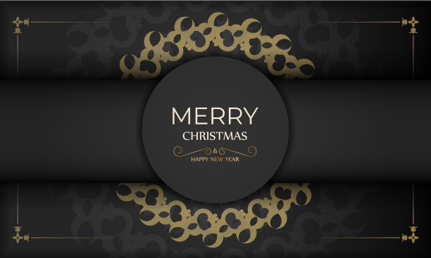 节日贺卡新年快乐黑色颜色图片下载