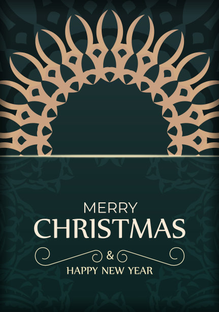 节日传单圣诞快乐深绿色图片下载