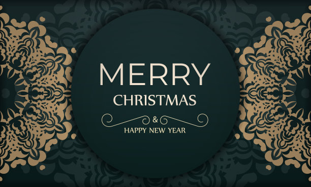 模板贺卡圣诞快乐深绿色图片下载