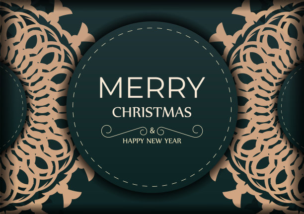 圣诞快乐卡片在深绿色与颜色图片下载