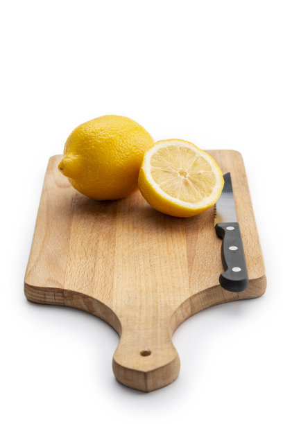 柠檬、刀、砧板图片下载