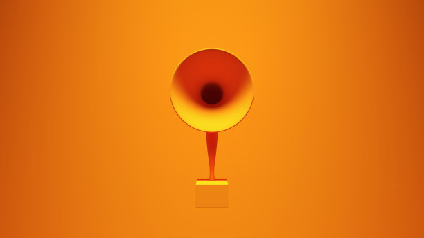 橙色传统古典家庭音乐扬声器，充满活力的橙色背景图片下载