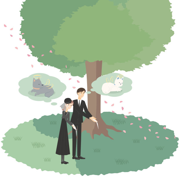 男人和女人埋宠物树图片下载