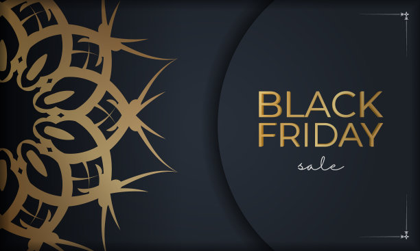海报黑色星期五深蓝色与豪华的金色图片下载