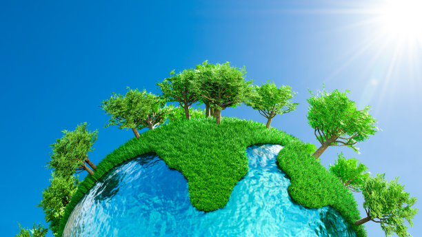 地球上满是草和树，阳光从侧面照射过来，形成强烈的对比。图片下载