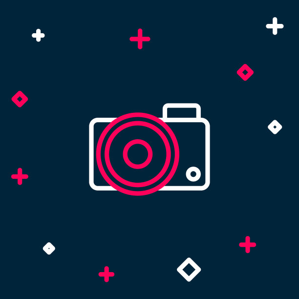 线照片相机图标孤立的蓝色背景图片下载