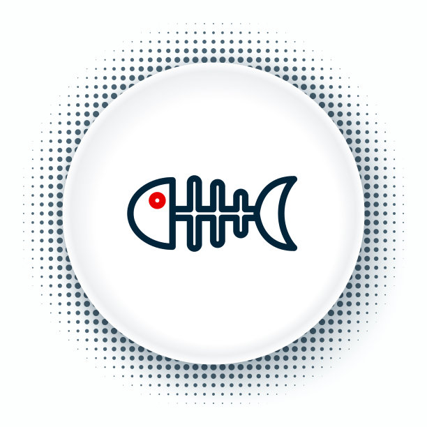 线鱼骨骼图标孤立在白色图片下载