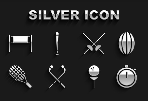 设置冰球棍橄榄球秒表高尔夫球图片下载