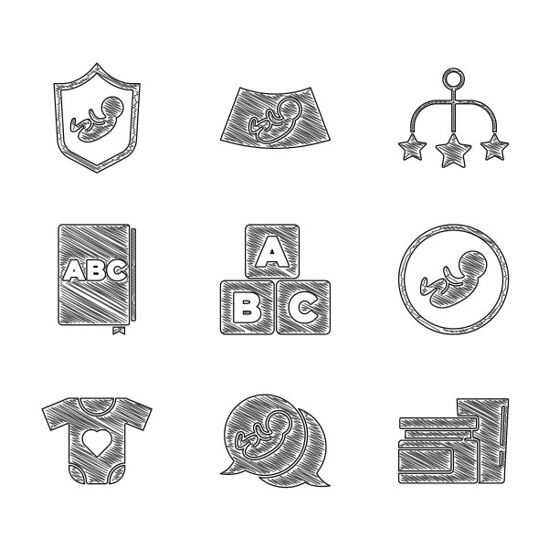 Set ABC blocks婴儿食品，衣服，书，婴儿床图片下载