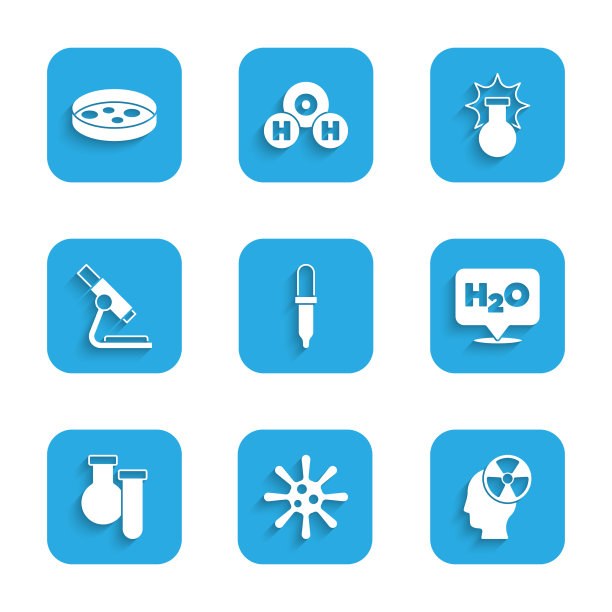 设置移液管细菌头和辐射标志图片下载