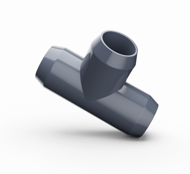 PVC三通管接头，水管三维插图图片下载