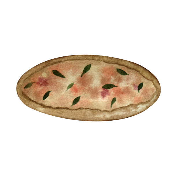 意大利水彩披萨配上莫扎里拉奶酪、罗勒和番茄。孤立的插图图片下载