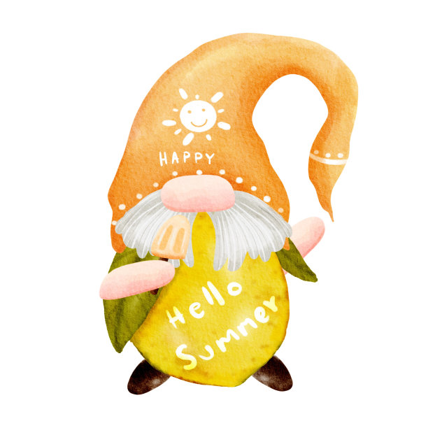 可爱的数字绘画水彩小矮人元素。图片下载