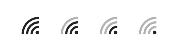 Wifi黑图标。标志着互联网力量的步伐。Web矢量图标用于任何目的。图片下载